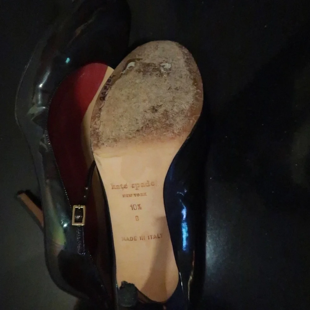 kate spade Black Patent Leather Mary Jane Heels with Pink Insoles
